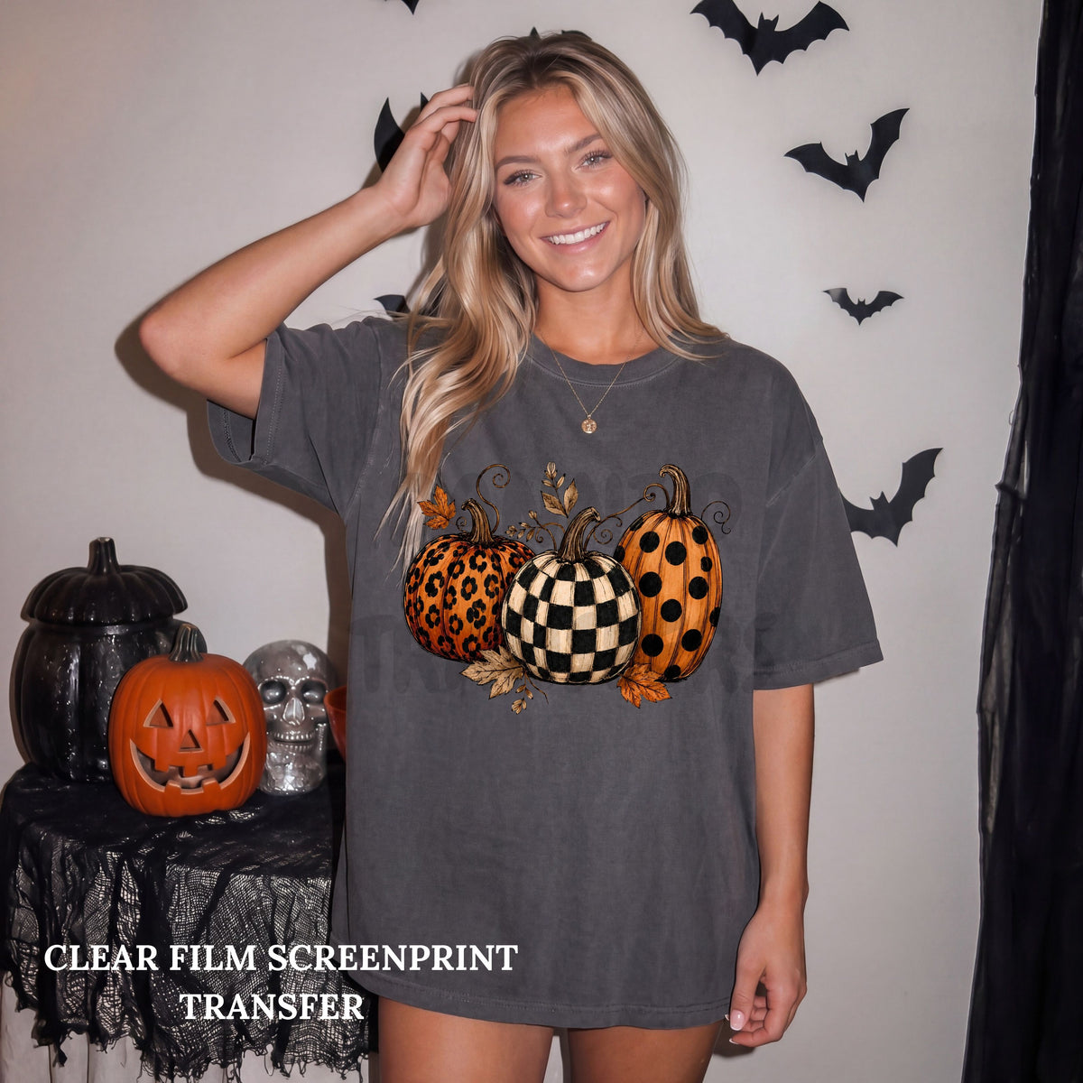 Cheetah Checker Pumpkins - Clear Film Screen Print
