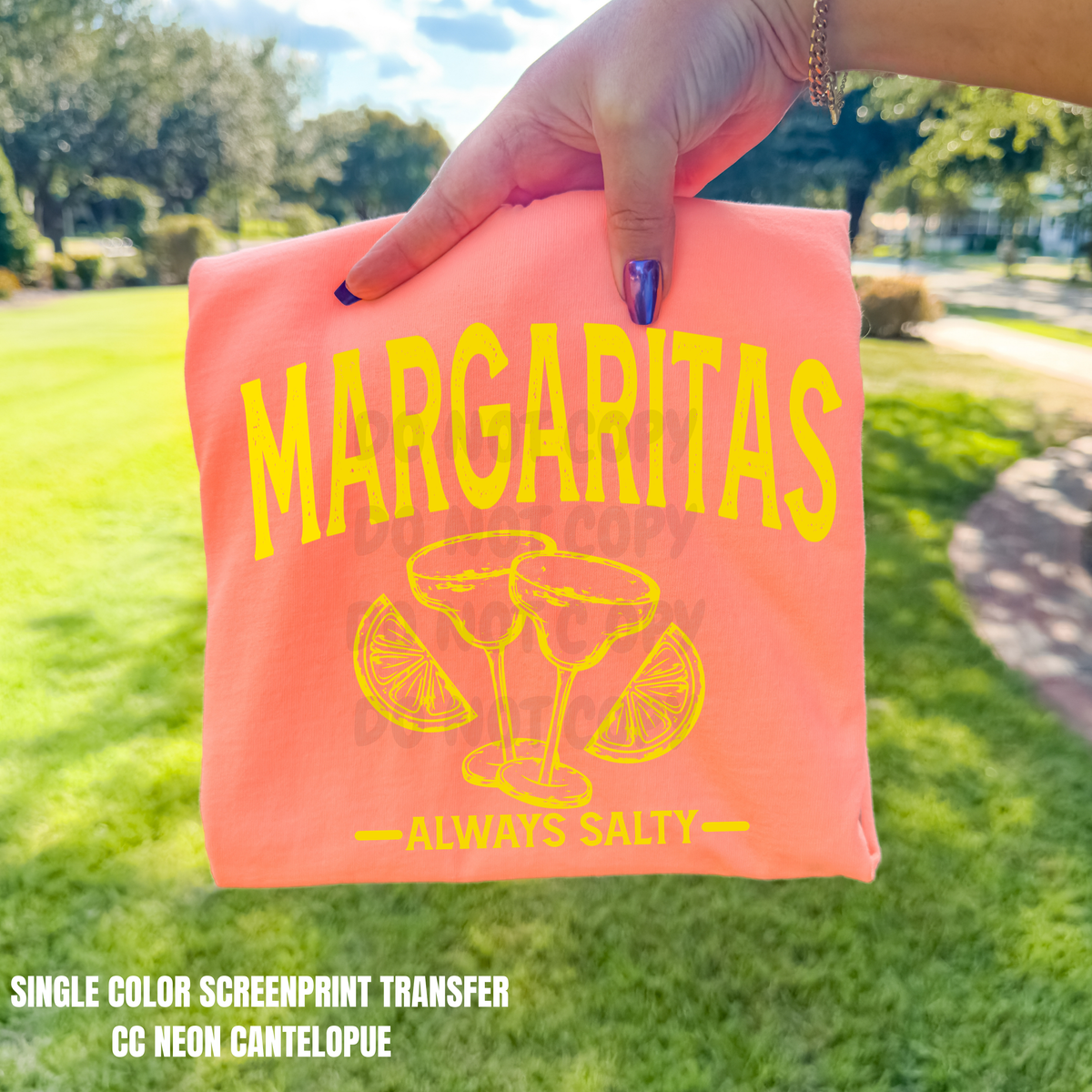 Margaritas Single Color  *YELLOW INK* Single Color Screen Print Transfer