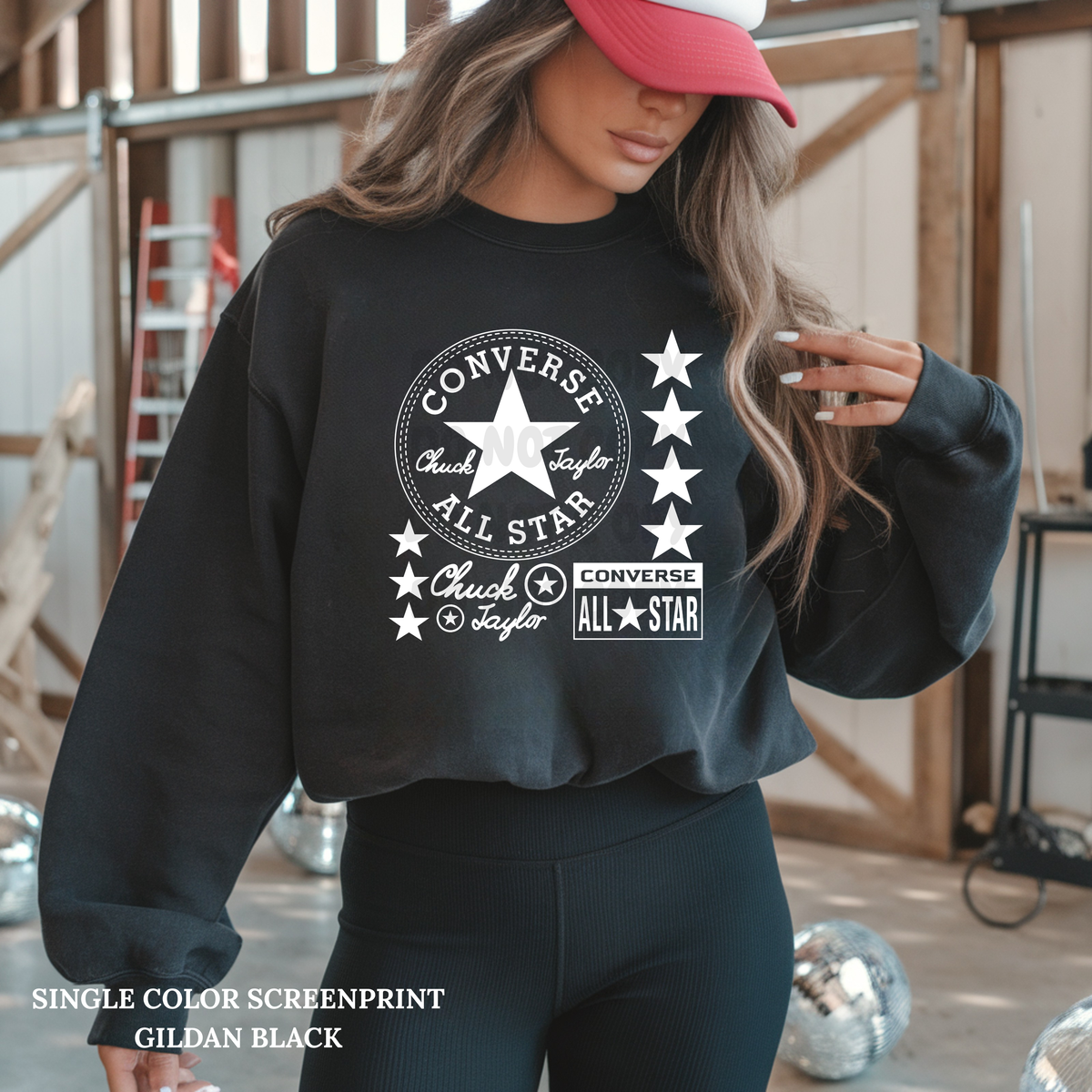 Chucks All Star Single Color  *WHITE INK* Single Color Screen Print Transfer