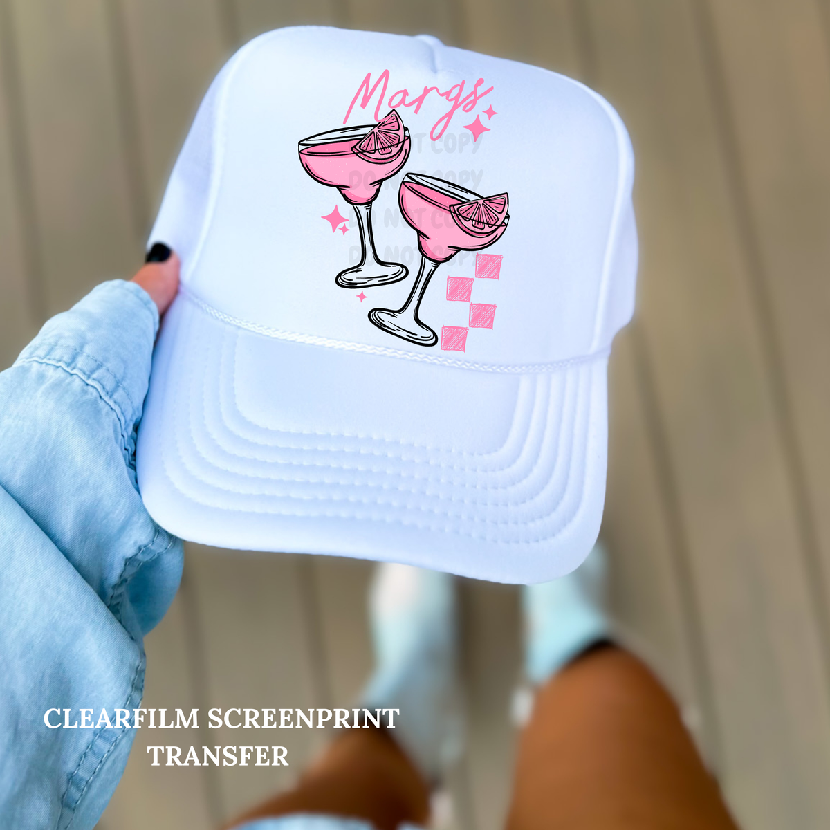 Pink Margs POCKET ONLY- Clear Film Screenprint