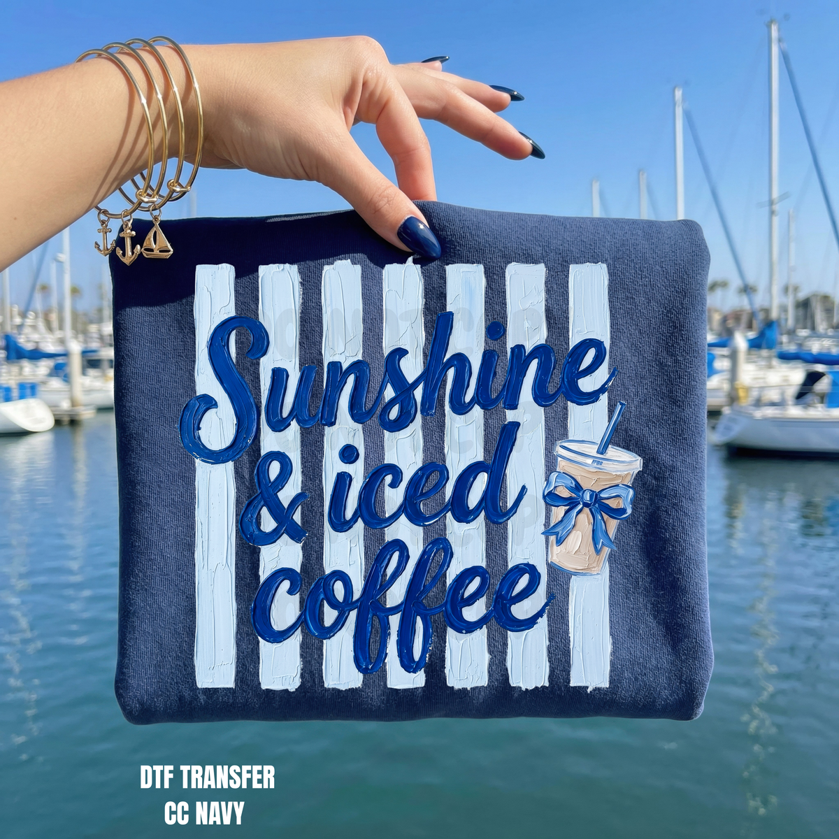 Sunshine & Iced Coffee Stripes-DTF TRANSFER