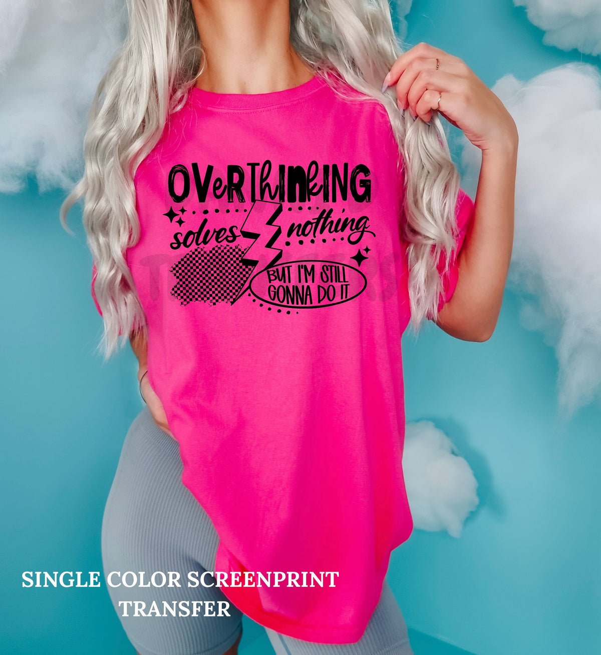 Overthinking Single Color  *BLACK INK* Single Color Screen Print Transfer