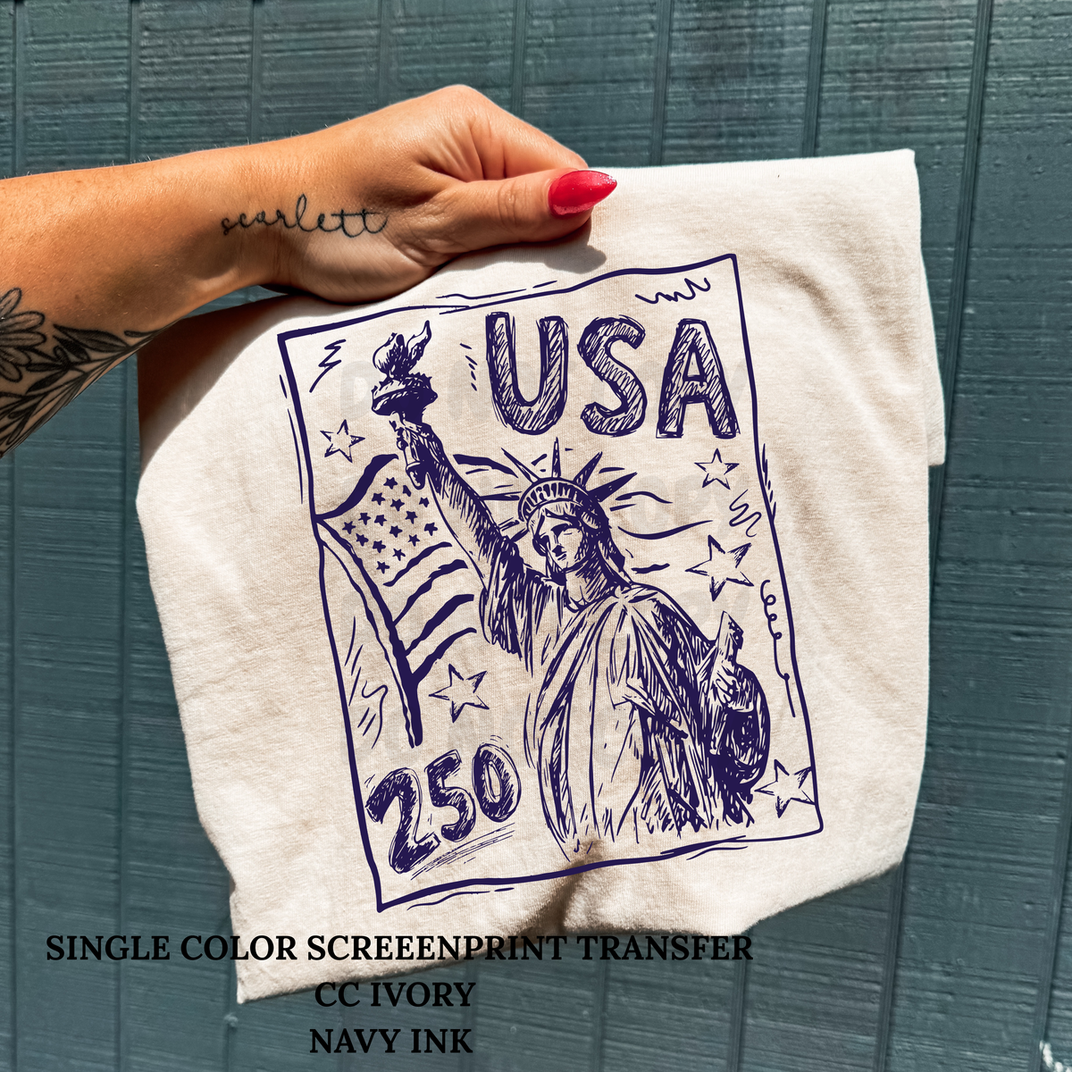 USA Single Color  *NAVY INK* Single Color Screen Print Transfer