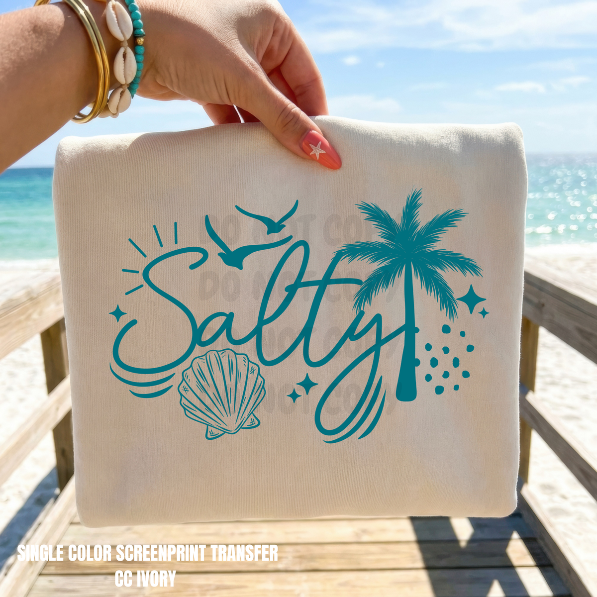Teal Salty Single Color  *TEAL INK* Single Color Screen Print Transfer