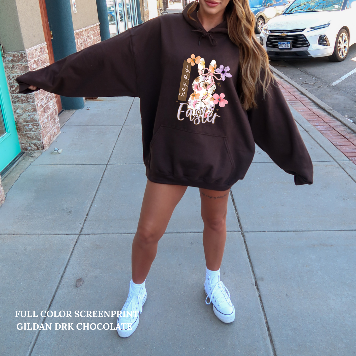 Floral Bunny Happy Easter-Clear Film