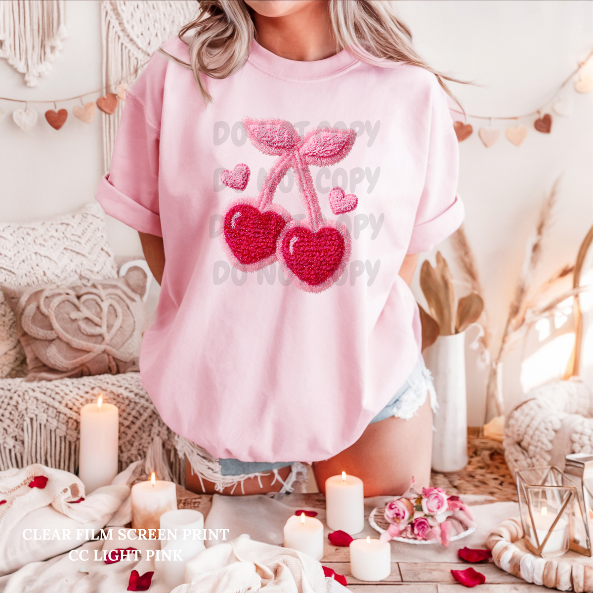 Pink & Red Heart Cherries-Clear Film