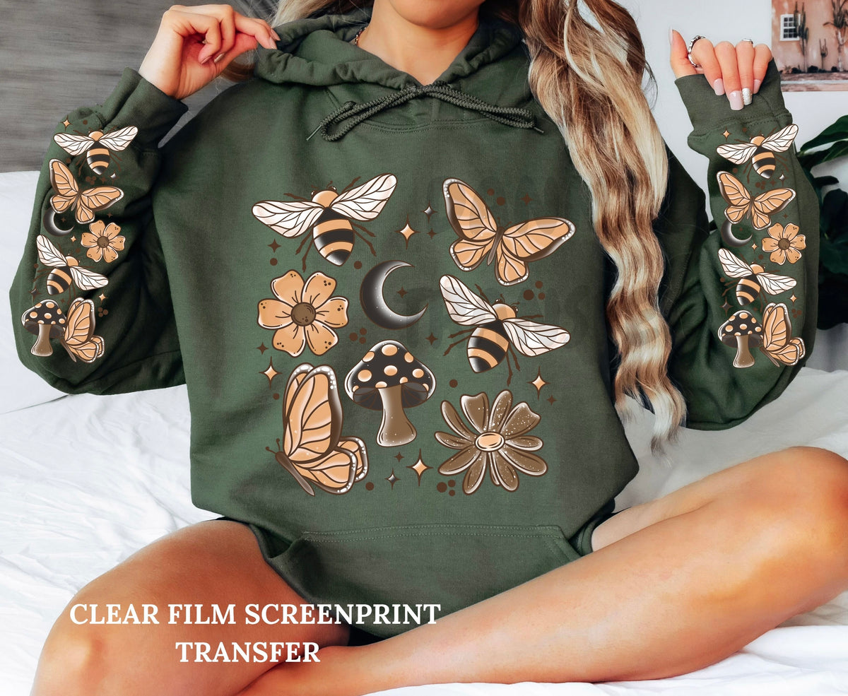 Boho Bees w/ 2 Sleeves-Clear Film Screen Print