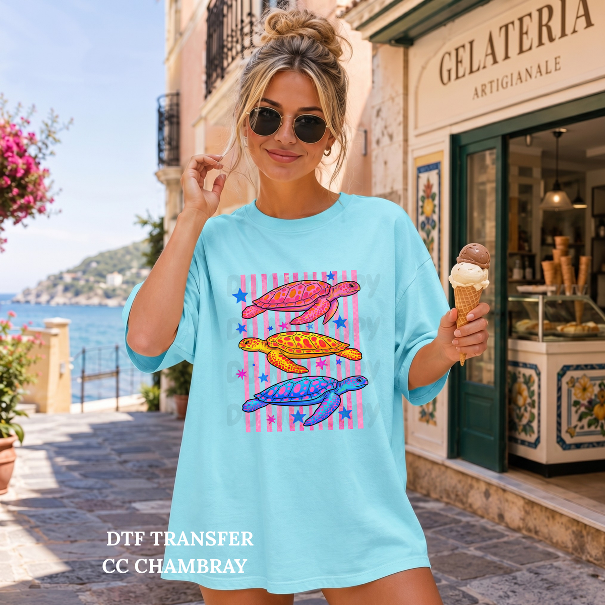 Sea Turtles Striped-DTF TRANSFER