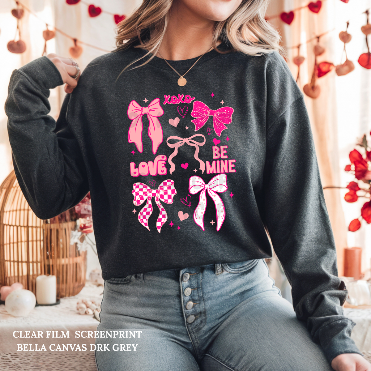 Love Pink Bow Collage -Clear Film