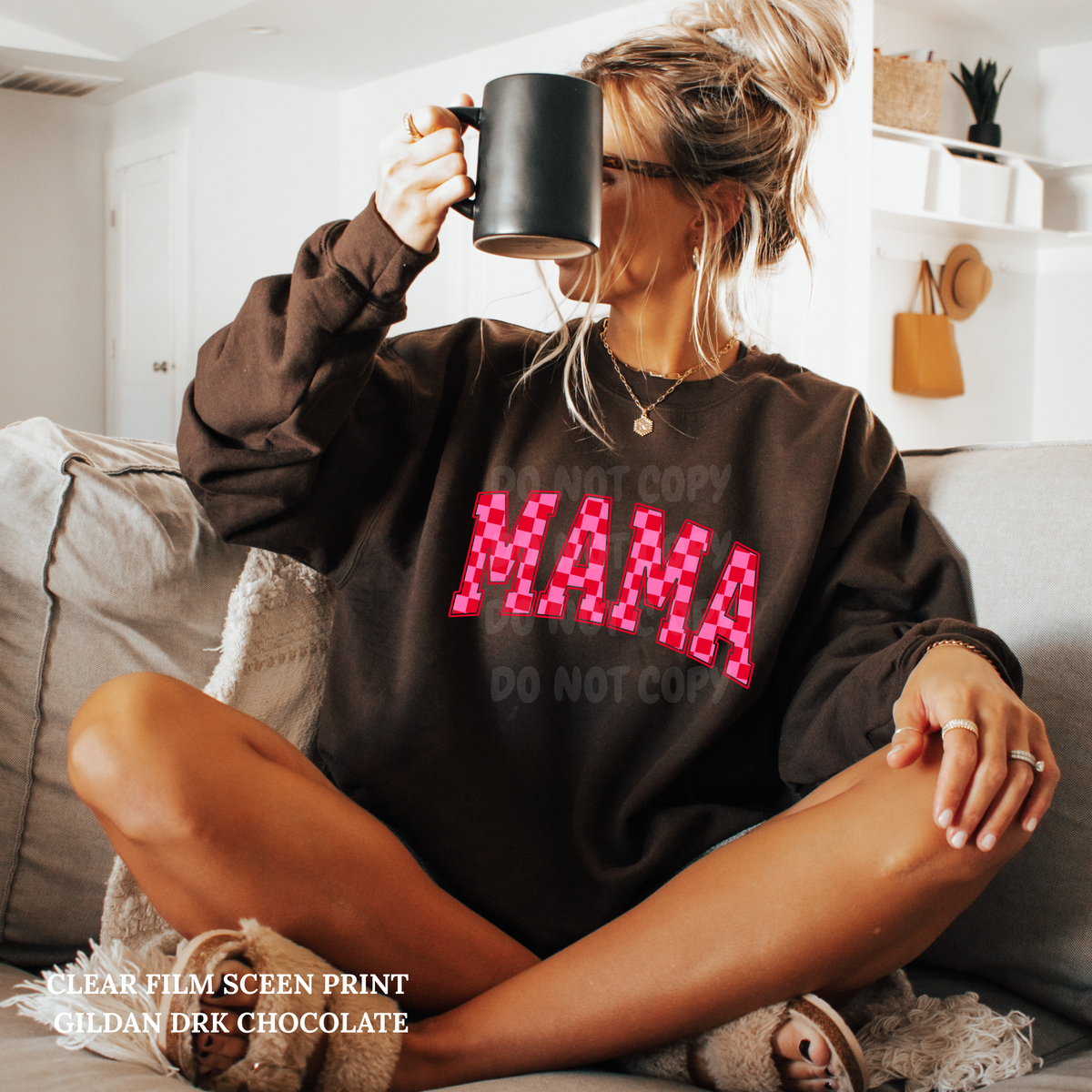 Pink Checker Mama-Clear Film