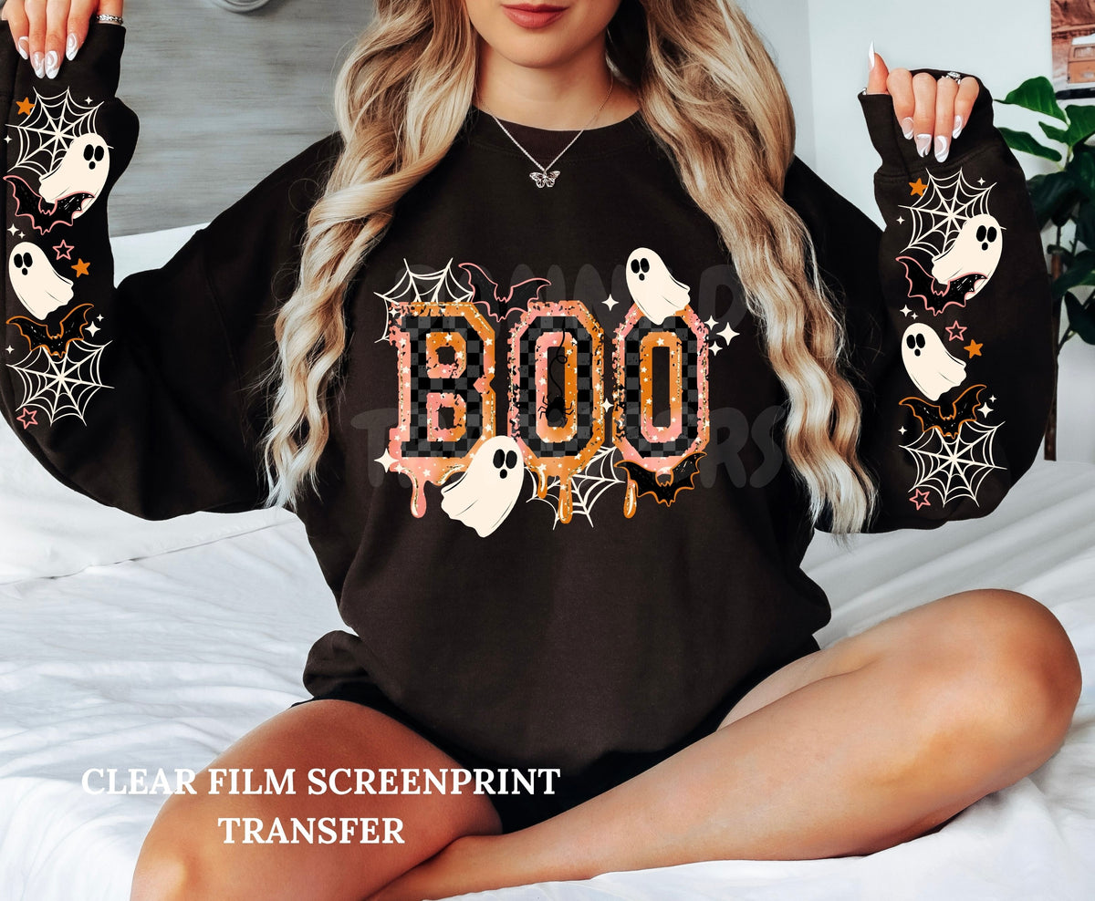 Boo w/ 2 Sleeves-Clear Film Screen Print