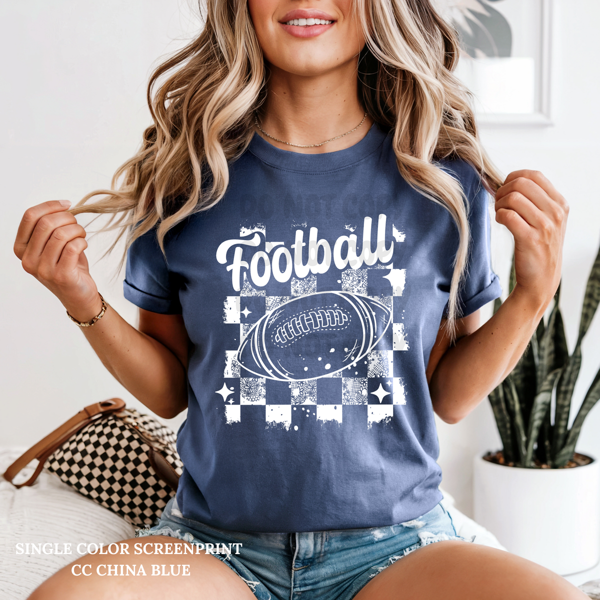 Football Single Color  *WHITE INK* Single Color Screen Print Transfer