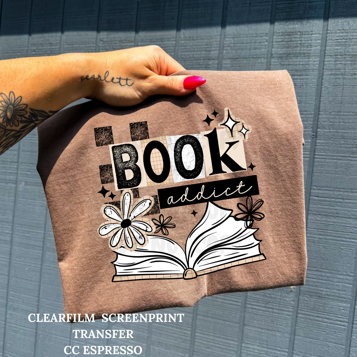 Book Addict-Clear Film Screen Print