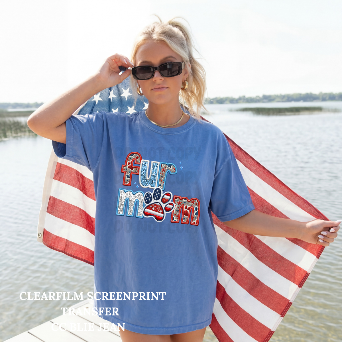 Fur Mom USA-Clear Film Screen Print