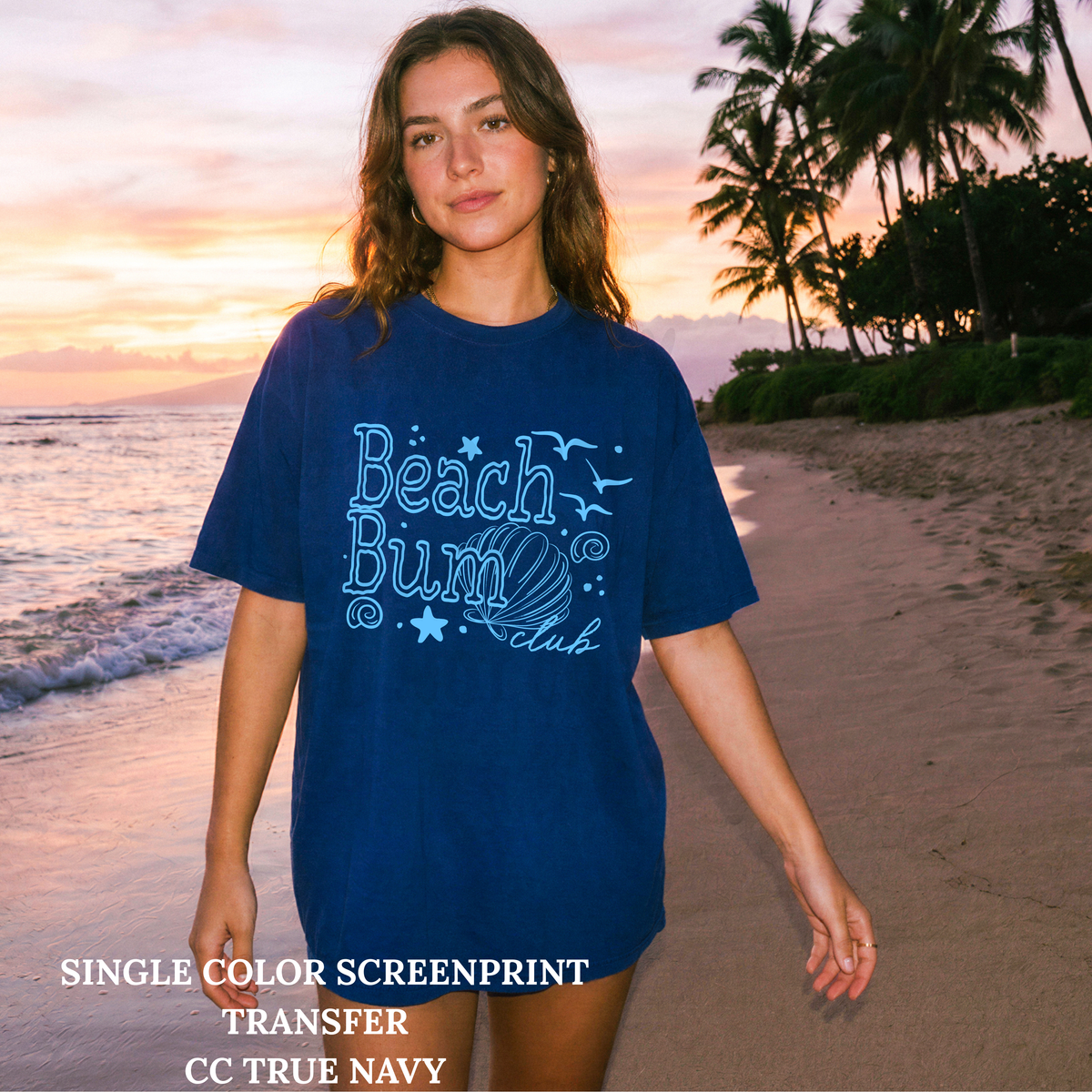 Beach Bum Club Single Color  *BLUE INK* Single Color Screen Print Transfer