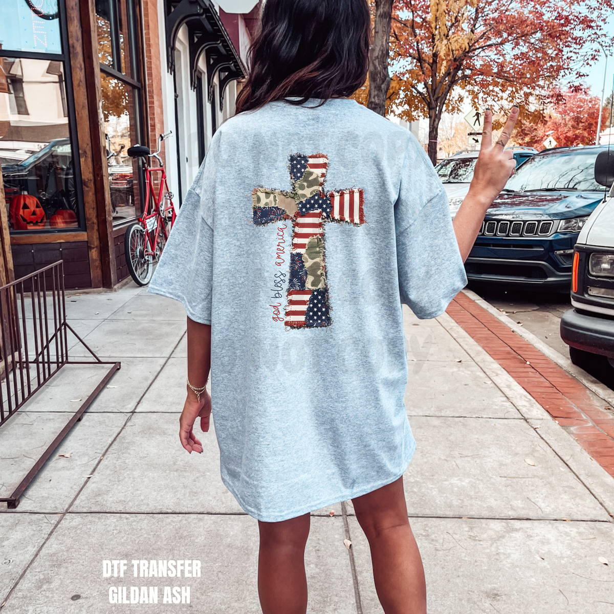 RWB Cross Faux aplique -DTF TRANSFER
