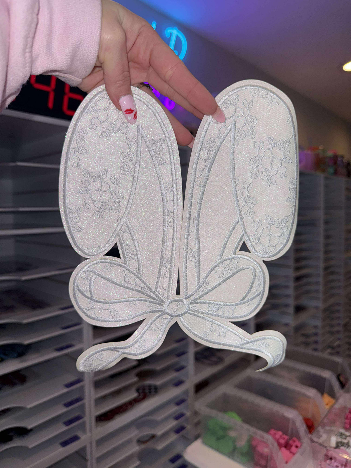 Lace Bunny Ears Chenille Patch