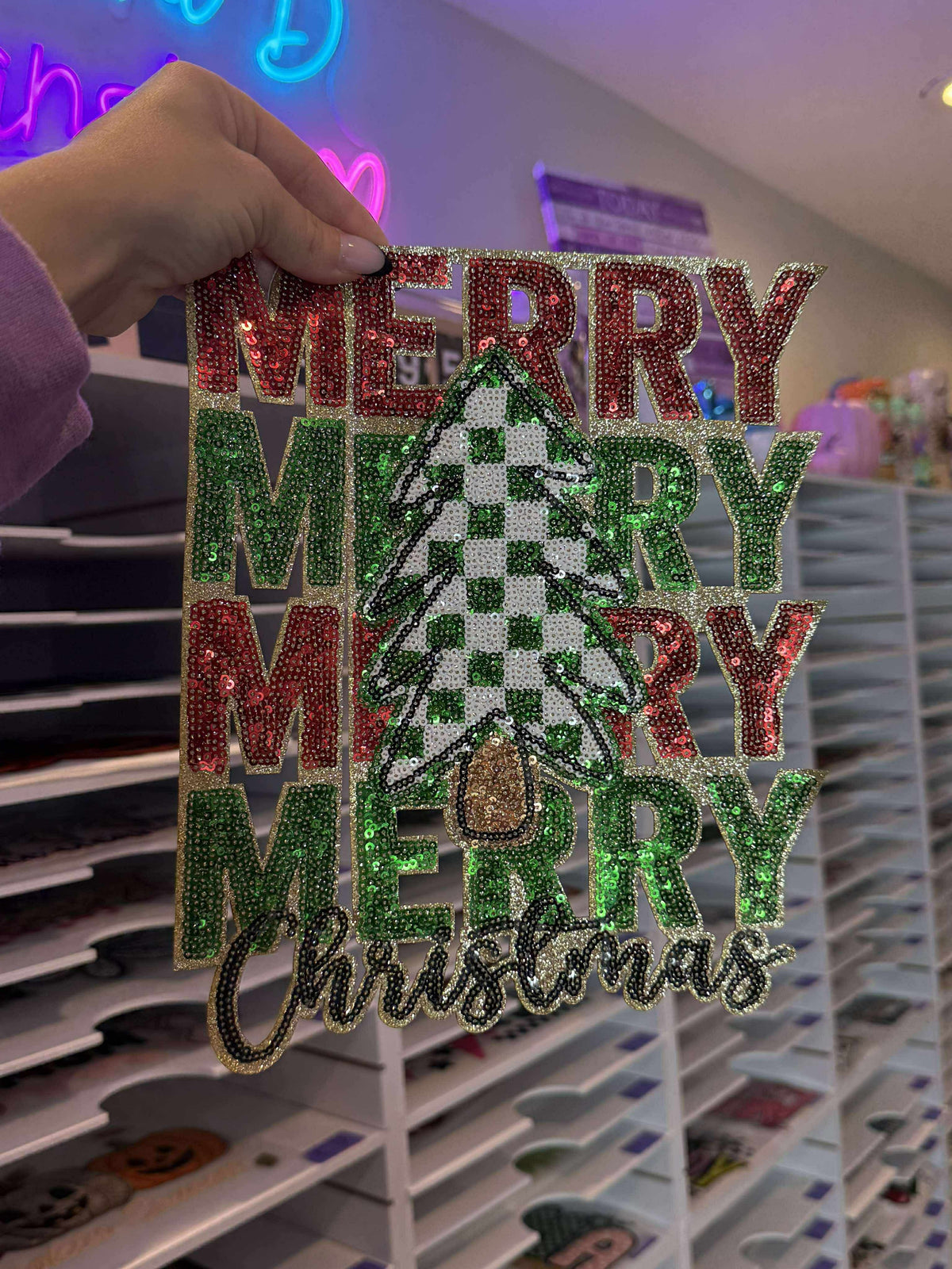 Merry Sequin Chenille Patch