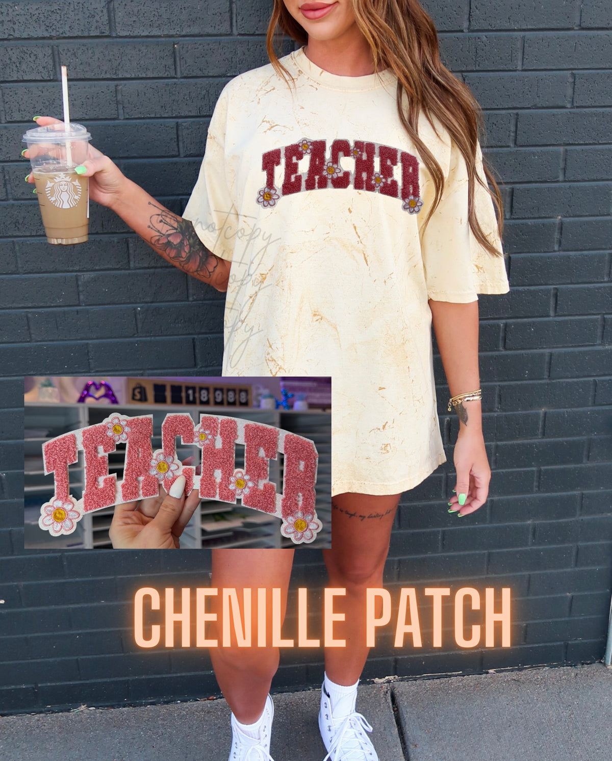Teacher Floral Chenille Patch