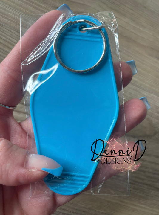 Aqua blue motel keychain blank