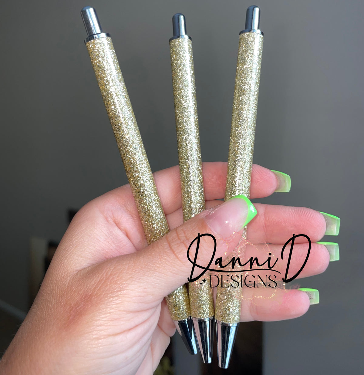 Gold glitter refillable ball point pen blanks