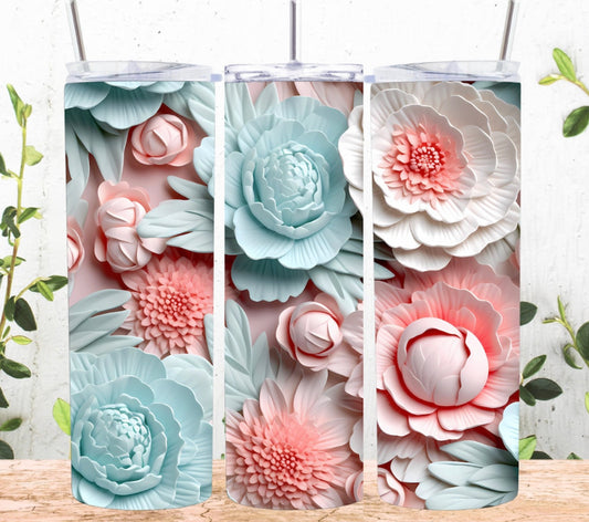 3D pastel floral sublimation transfer