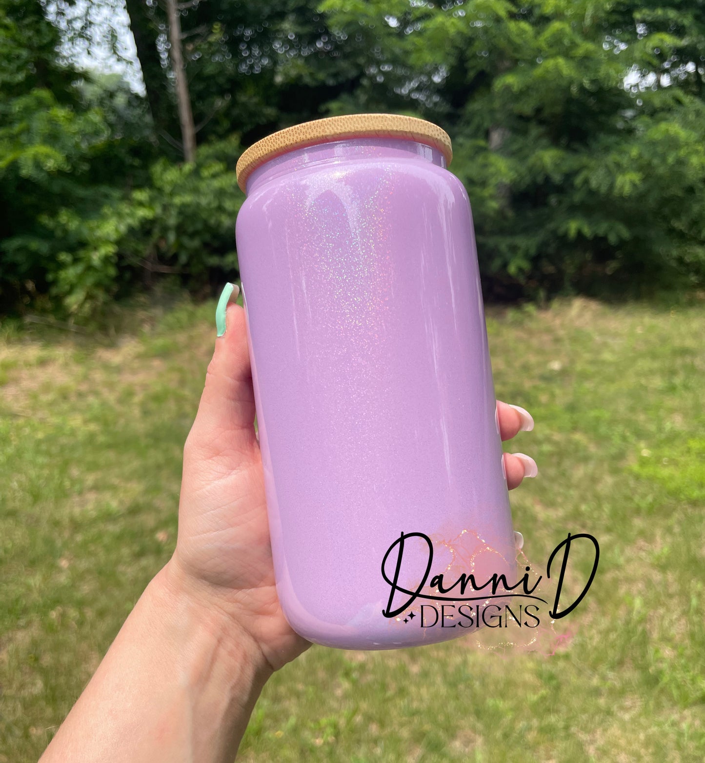 16 oz. Purple shimmer glass can