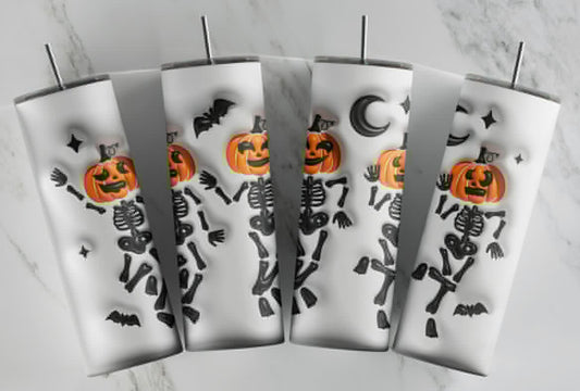 3D puff pumpkin skelly sublimation transfer