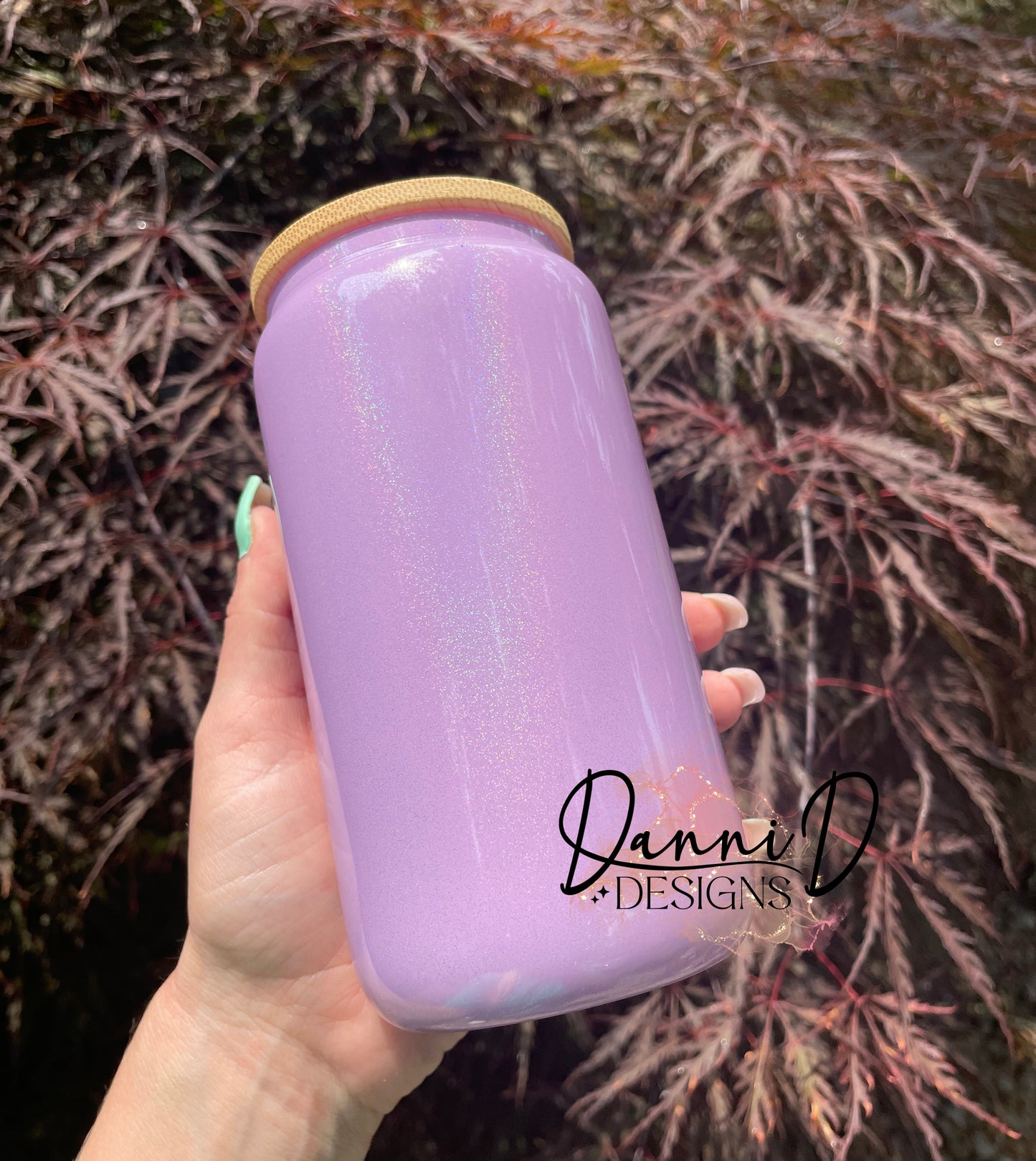 16 oz. Purple shimmer glass can