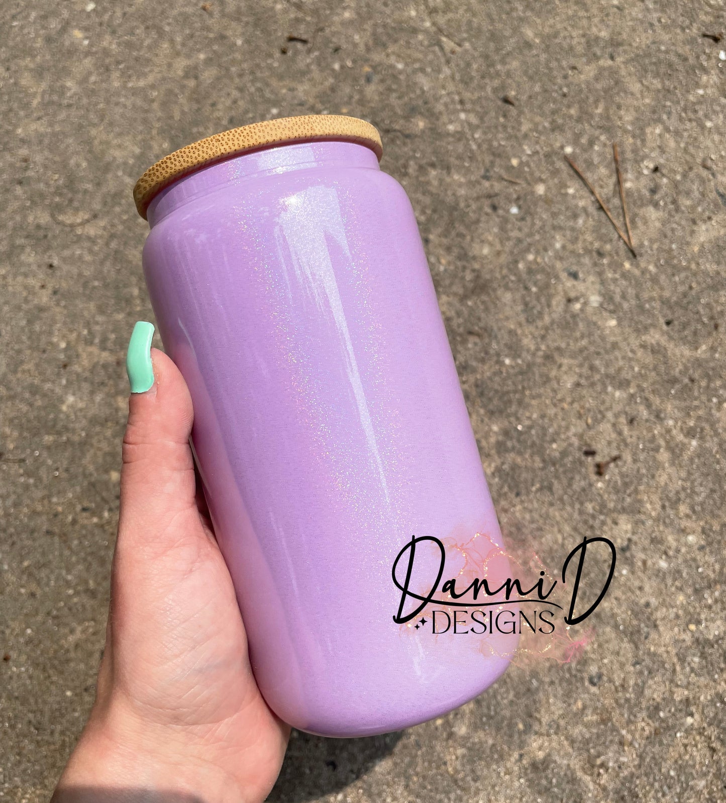 16 oz. Purple shimmer glass can