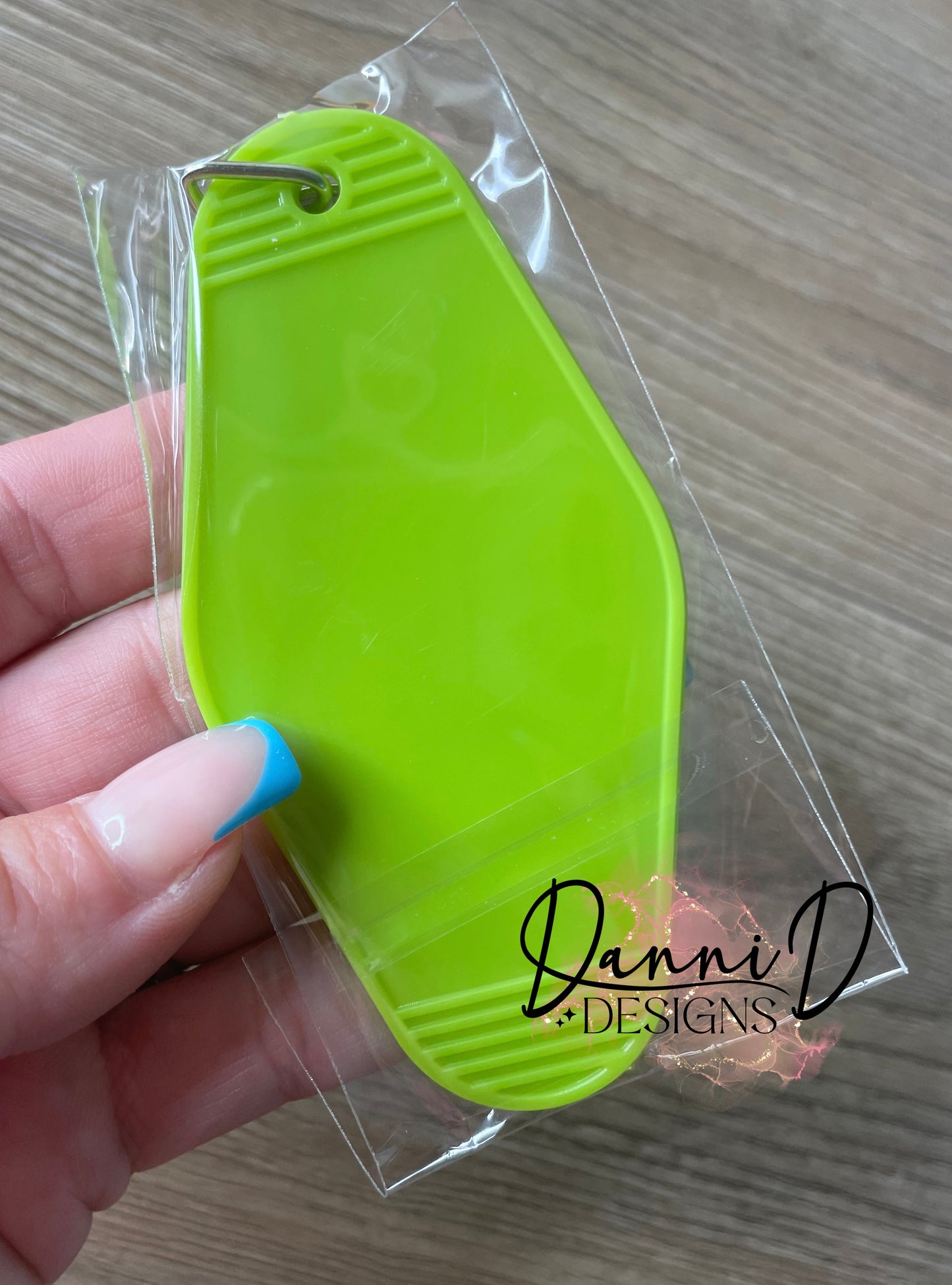 Lime green motel keychain blank