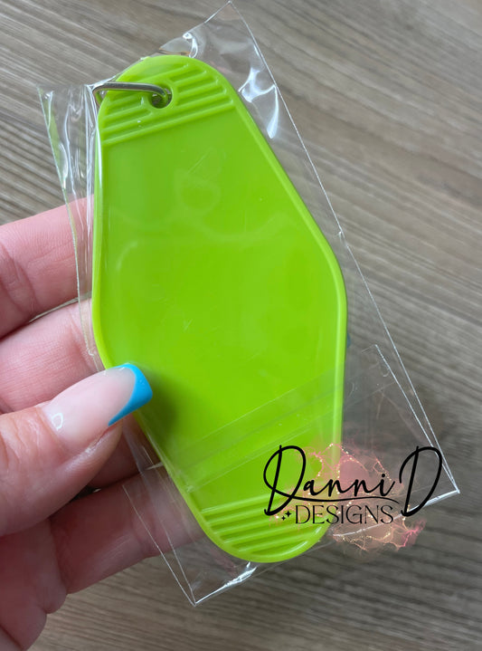 Lime green motel keychain blank