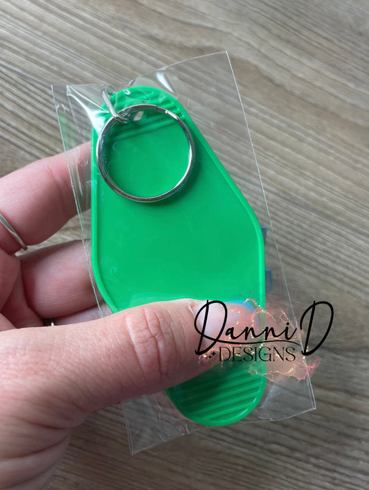 Kelly green motel keychain blank