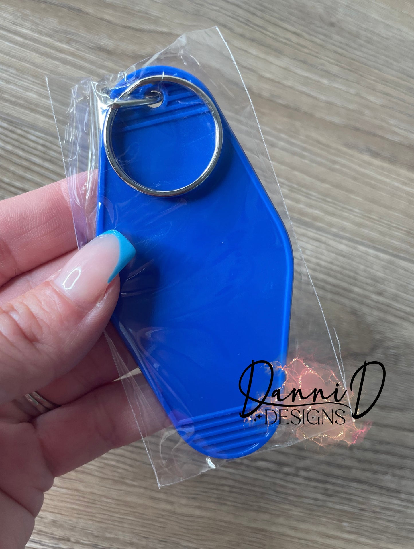 Royal blue motel keychain blank